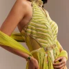 Lime Green Floral Printed Gown Set