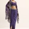 Purple Zig Zag Print Jacket And Skirt Set