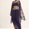 Purple Zig Zag Print Jacket And Skirt Set