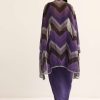 Purple Zig Zag Print Jacket And Skirt Set