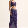 Purple Zig Zag Print Jacket And Skirt Set