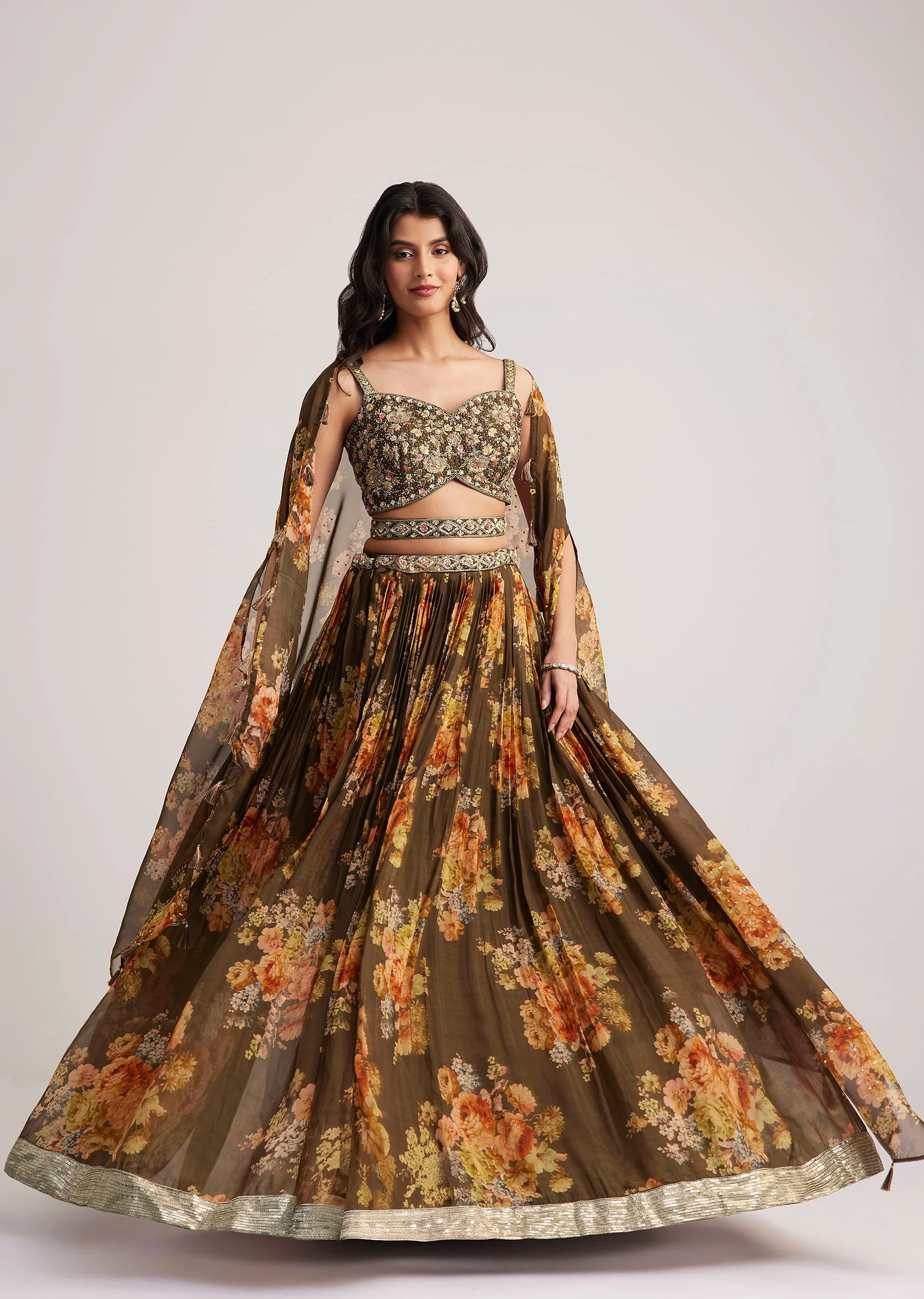 14031-brown-organza-floral-print-set-with-zardosi-and-sequins-work-1.webp Brown Organza Floral Print Set With Zardosi And Sequins Work