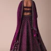 Mulberry Purple Wrinkle Satin Lehenga With Swarovski Crystals