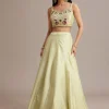 Light Green Silk Jacket Lehenga Set With Thread And Moti Work