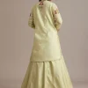 Light Green Silk Jacket Lehenga Set With Thread And Moti Work