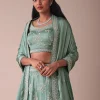 Pista Green Lehenga With Handwork Embroidery