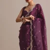 Purple Crushed Tissue Saree With Sequin And Cutdana Embroidered Border