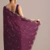 Purple Crushed Tissue Saree With Sequin And Cutdana Embroidered Border