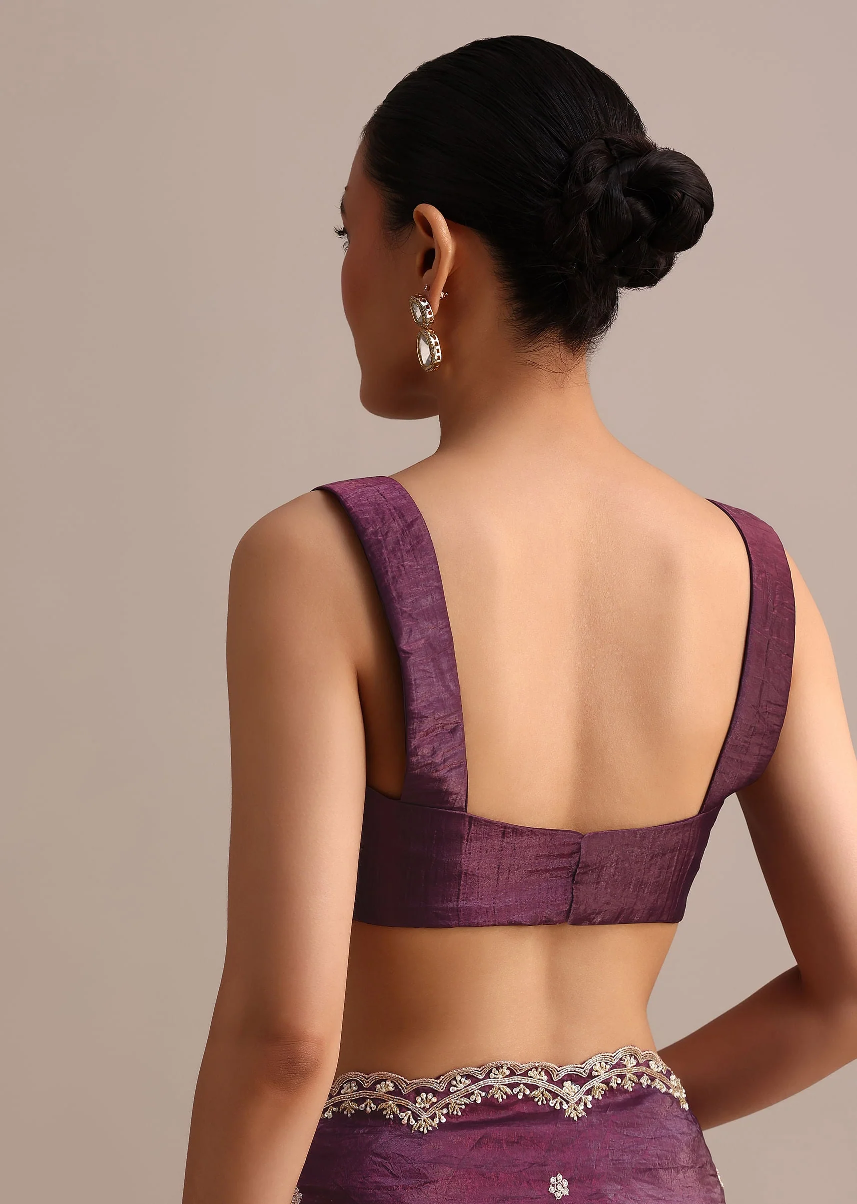 Purple Crushed Tissue Saree With Sequin And Cutdana Embroidered Border