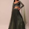 Olive Green Lehenga With Embroidered Blouse And Dupatta