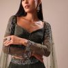 Olive Green Lehenga With Embroidered Blouse And Dupatta
