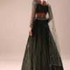 Olive Green Lehenga With Embroidered Blouse And Dupatta