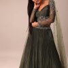 Olive Green Lehenga With Embroidered Blouse And Dupatta