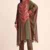 Green Embroidered Crepe Kaftan Kurti And Pant