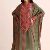 Green Embroidered Crepe Kaftan Kurti And Pant