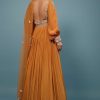 Fire Orange Embroidered Anarkali Suit In Crepe