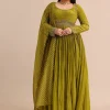 Moss Green Embroidered Anarakali Set