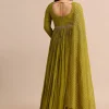 Moss Green Embroidered Anarakali Set