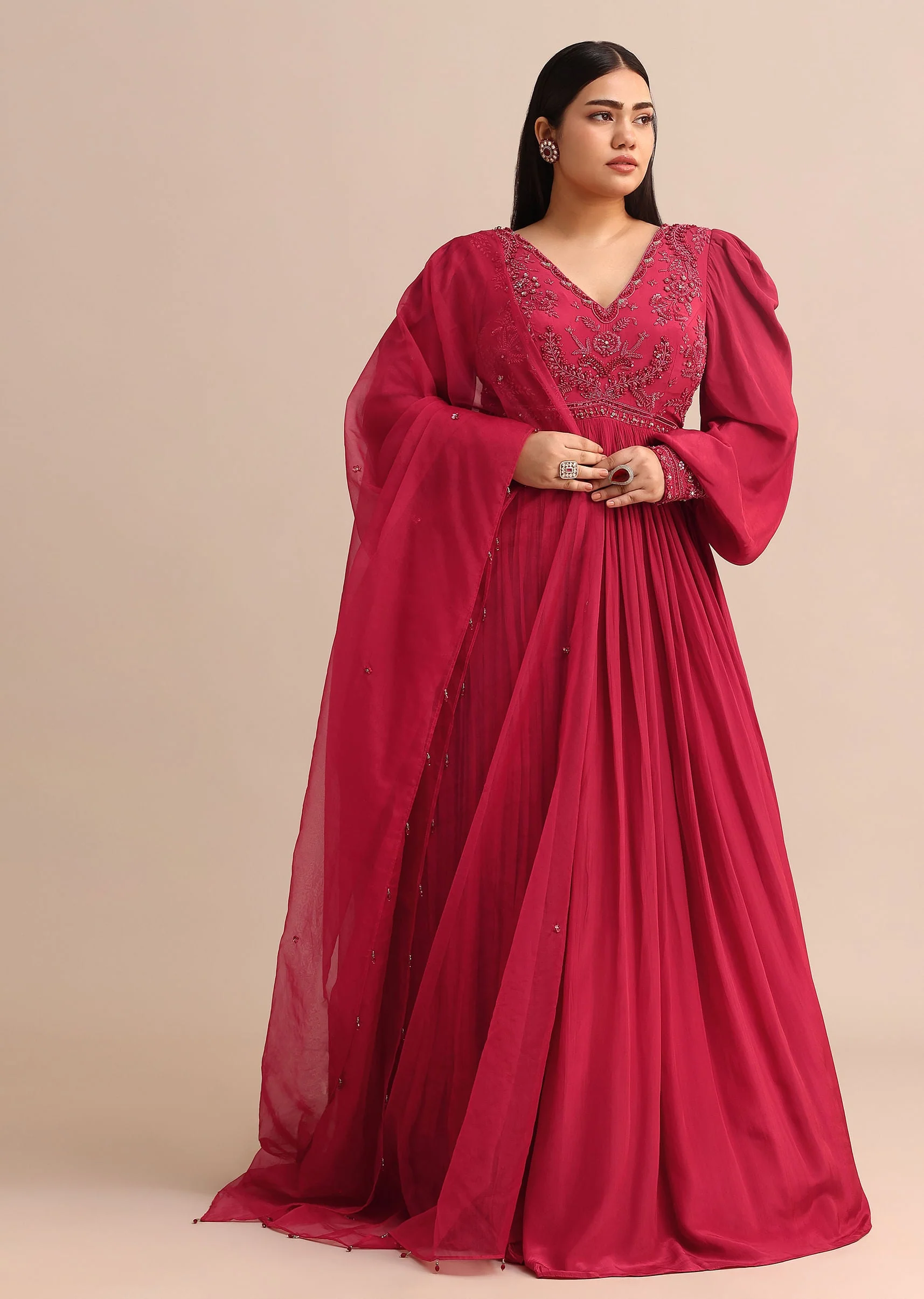 14258-hand-embroidery-red-anarkali-suit-with-organza-dupatta-1.webp Hand Embroidery Red Anarkali Suit With Organza Dupatta
