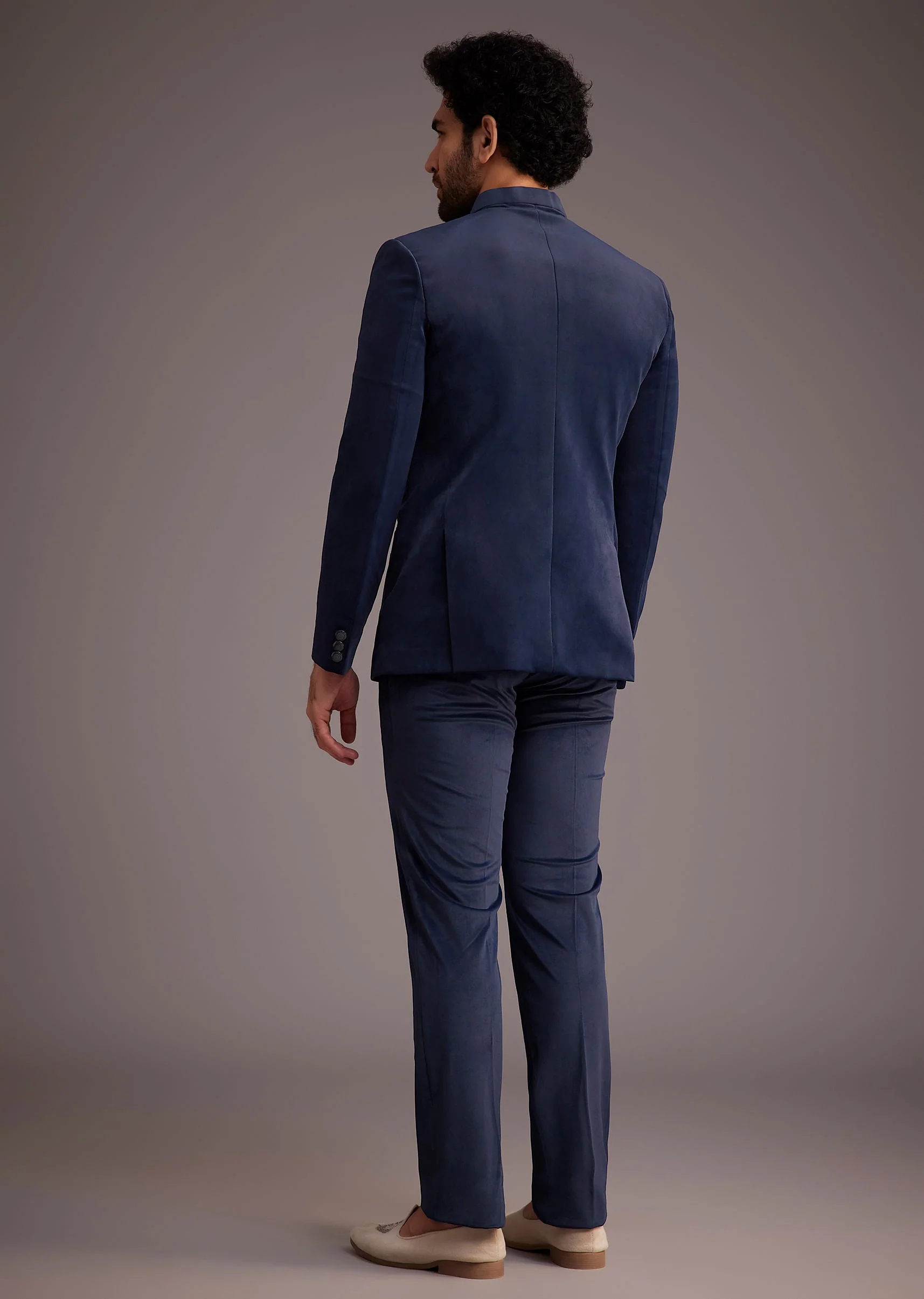Blue Bandhgala With Embroidered Motif