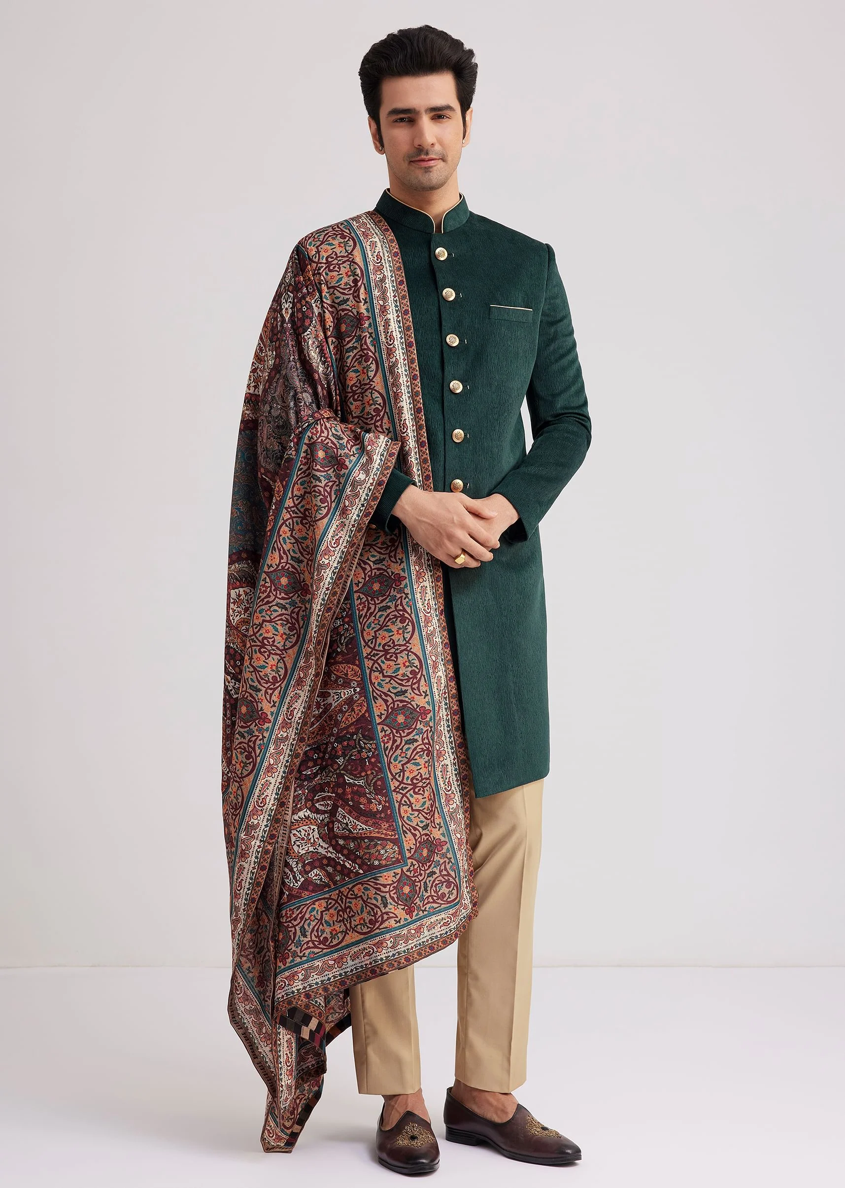 14282-green-velvet-nawabi-set-with-printed-pashmina-dupatta-3.webp Green Velvet Nawabi Set With Printed Pashmina Dupatta