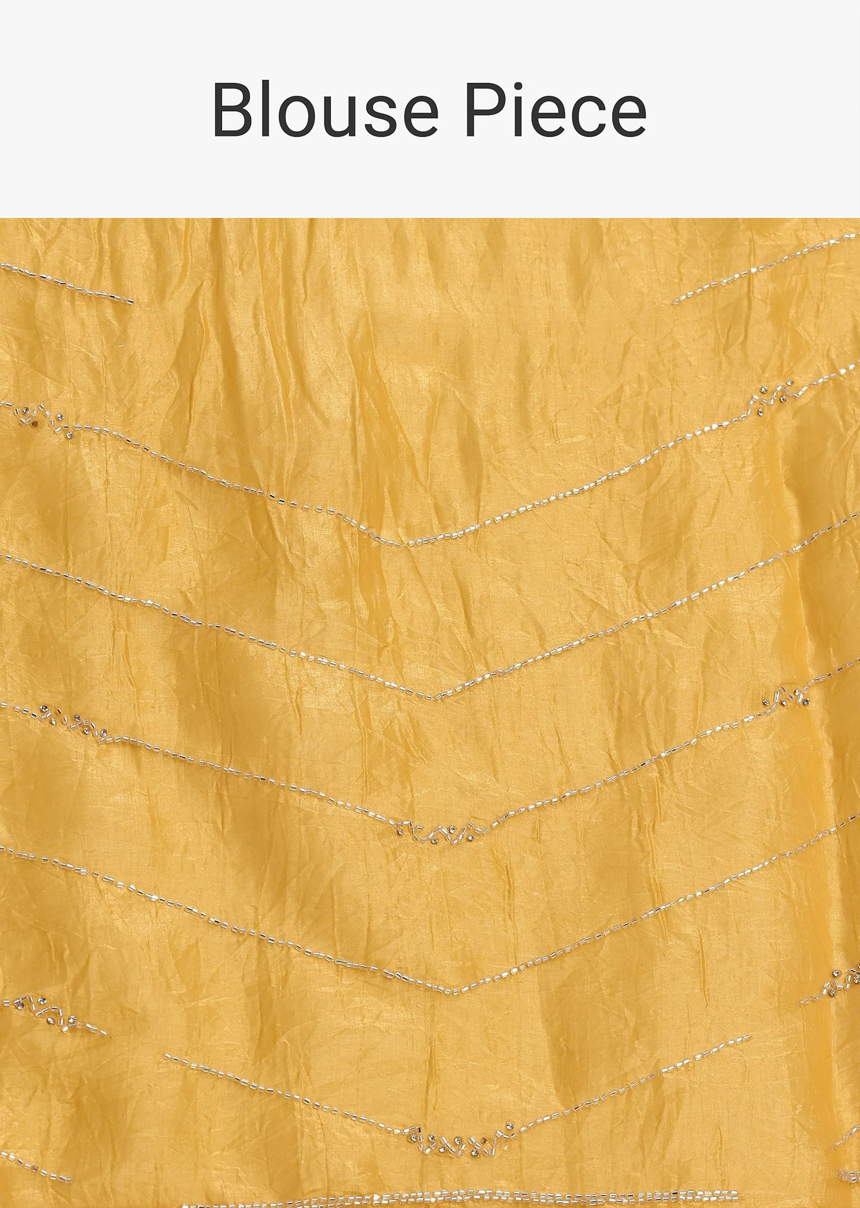 Mustard Yellow Embroidered Crepe Saree With Unstitched Blouse