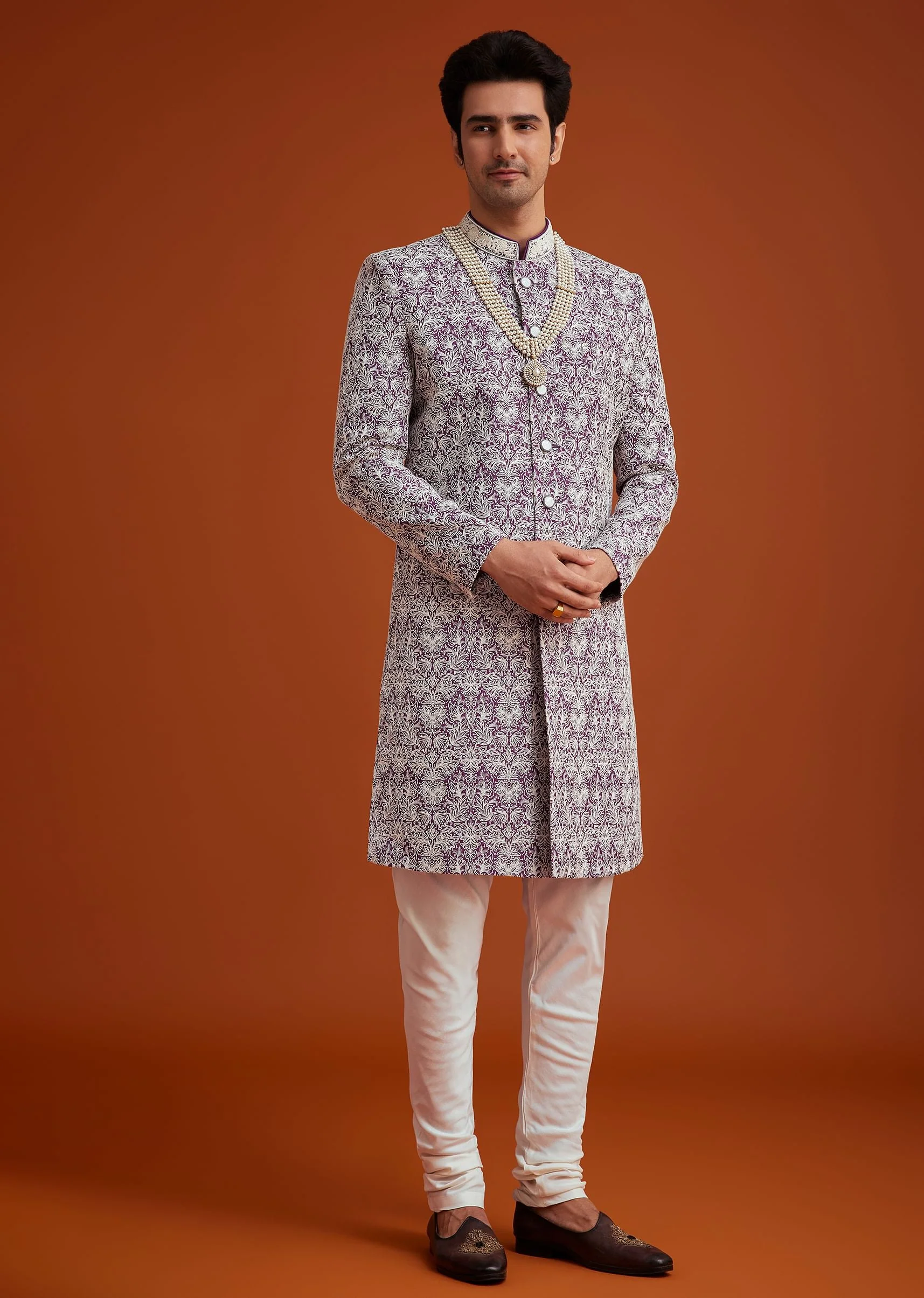 14309-purple-silk-sherwani-set-with-bead-work-and-embroidery-1.webp Purple Silk Sherwani Set With Bead Work And Embroidery