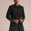 Black Indo Western Set With Mirror Work