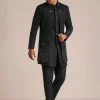 Black Indo Western Set With Mirror Work