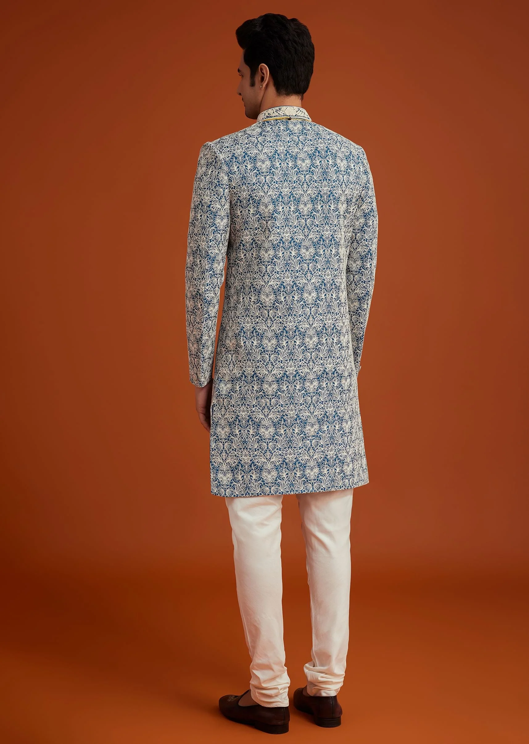 14373-blue-monga-silk-sherwani-with-embroidery-and-beadwork-5.webp Blue Monga Silk Sherwani With Embroidery And Beadwork