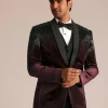 Wine Velvet Suit Set With Zardosi Detailing