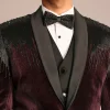 Wine Velvet Suit Set With Zardosi Detailing