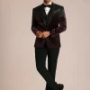 Wine Velvet Suit Set With Zardosi Detailing