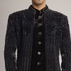 14409-black-velvet-indowestern-set-with-cut-dana-embellishment-5.jpg Black Velvet Indowestern Set With Cut Dana Embellishment