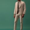 Off White Heavy Hand Embroidered Tuxedo Suit In Dola Silk