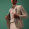 Off White Heavy Hand Embroidered Tuxedo Suit In Dola Silk