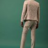 Off White Heavy Hand Embroidered Tuxedo Suit In Dola Silk