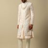 Majestic White Raw Silk Sherwani