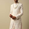 Majestic White Raw Silk Sherwani