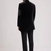 Black Velvet Indo Western Set With Abstract Motif And Cut Dana Work