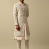 Opulent White Raw Silk Sherwani