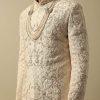 Opulent White Raw Silk Sherwani