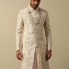 Opulent White Raw Silk Sherwani
