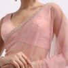 Pink Cutdana Embroidered Organza Saree With Unstitched Blouse