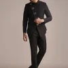 Black Rayon Angrakha Jodhpuri Suit