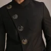 Black Rayon Angrakha Jodhpuri Suit