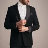 Black Rayon Tuxedo With Pintuck Detailing
