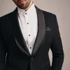 Black Rayon Tuxedo With Pintuck Detailing