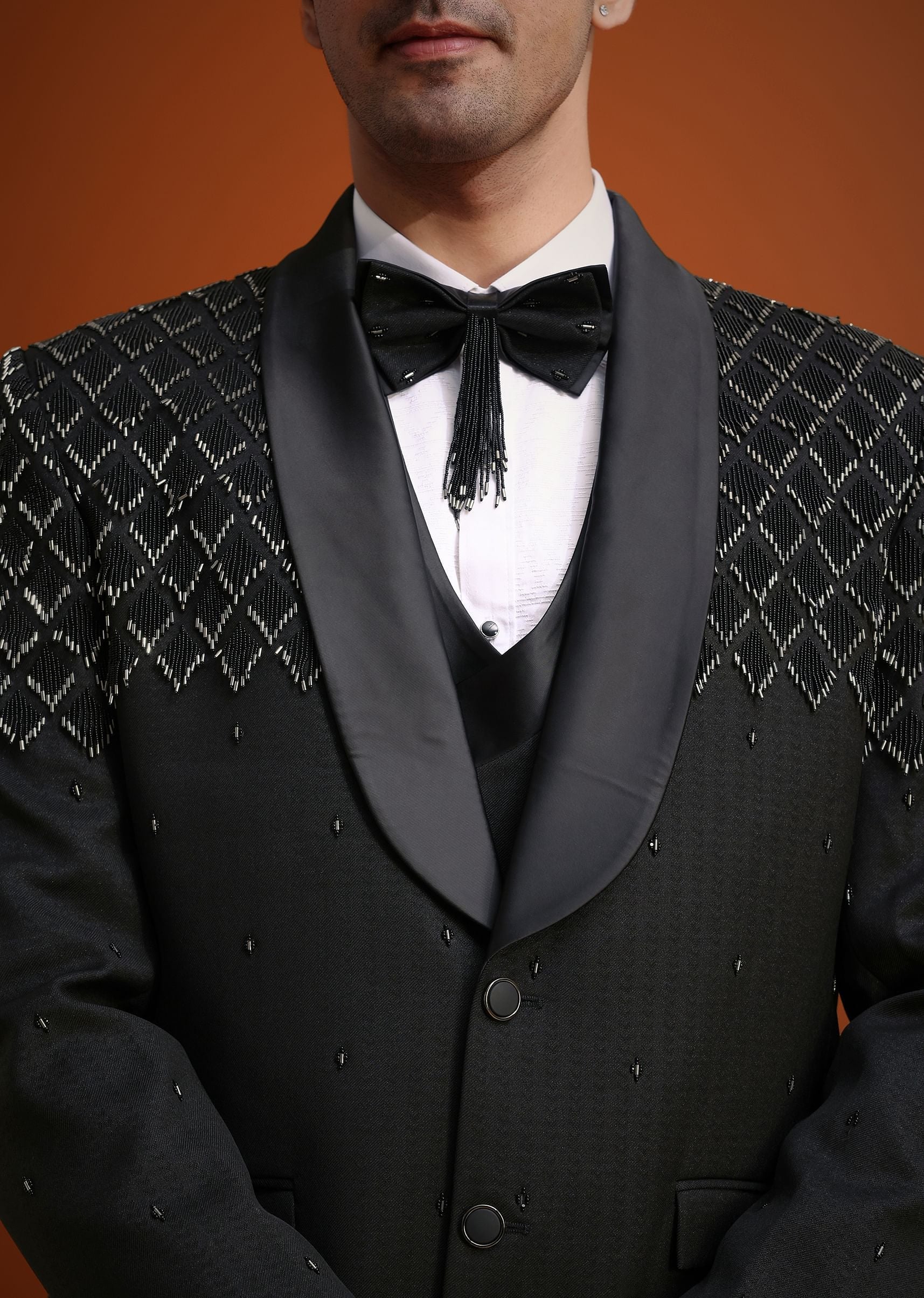 Black Salli Embellished Tuxedo Set