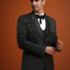 Black Salli Embellished Tuxedo Set